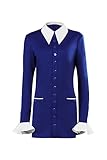 Doll Costume Movie Doll Cosplay Long Sleeve Dress Skirts Belt Earrings Outfits Uniform for Adults Women Halloween (Blue, S)