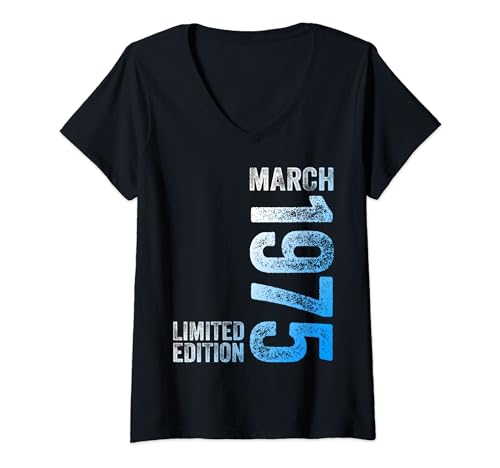 Mujer 49th Birthday Gifts Men Women March 1975 Limited Edition Camiseta Cuello V