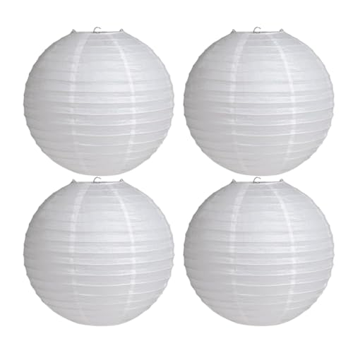 Paralumi rotondi in carta bianca, 4 Pezzi, Lanterne di Carta da Appendere Lanterne Cinesi Bianche Paralume Carta Lanterne Decorative Carta Lampada Fai da te per Compleanno Festa Giardino Casa Party