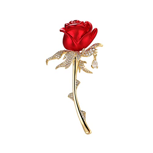 Image of Red Rose Flower Brooches and Pins for Women Costume Jewelry Brooch Pins Broches Jewelry for Women Elegant Lady Pin