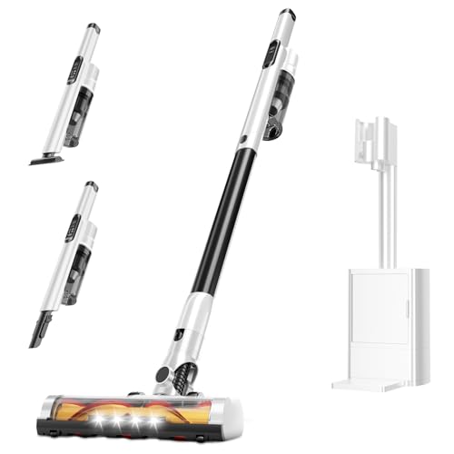 AKAVAC Self Clean and Empty Cordless Vacuum Cleaner with 2.5L Dust Base, Powerful Suction Handheld Vacuum, Auto Empty System, HEPA Filtration, Stick Vacuum for Pet Hair, Hardwood and Carpet, Black