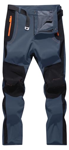 LINLANG EN Women's Snow Ski Pants Fleece Lined Winter Outdoor Waterproof Insulated Warm Softshell Hiking Cargo Pants Grey S