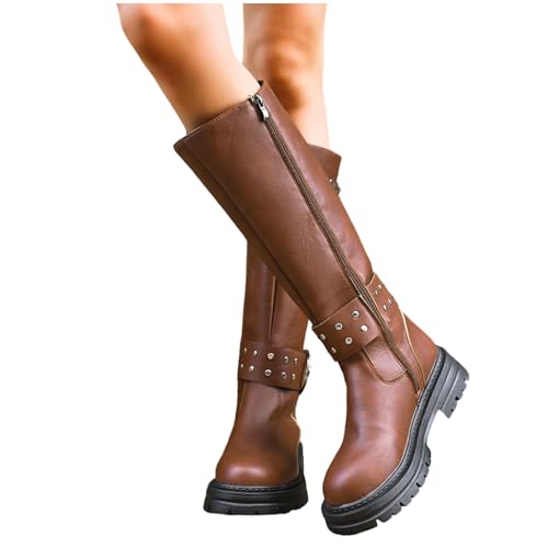 Bottes montantes élégantes en marron 40 EU avec détails soignés et fermeture éclair - 5