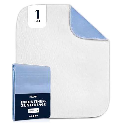 Dreamzie Inkontinenzunterlage Waschbar 90 x 160 cm - Matratzenschoner Saugfähig und Wasserdicht - Inkontinenz Bettunterlage