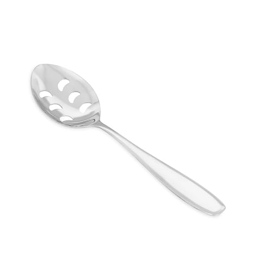 Image of Culinex Premium Stainless Steel 9.6 inch Oval Slotted Serving Spoon Set of 2 | All Purpose Kitchen Serving Spoon, Silver Rustproof Dishwasher Safe Kitchen Tools, Tableware By thinKitchen (Deluxe)