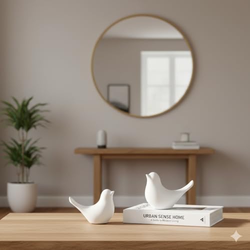Image of Ceramic Birds Figurines Ceramic Blessing Birds Figurine Home Decorations Accessories Set of 2 (White Matte)
