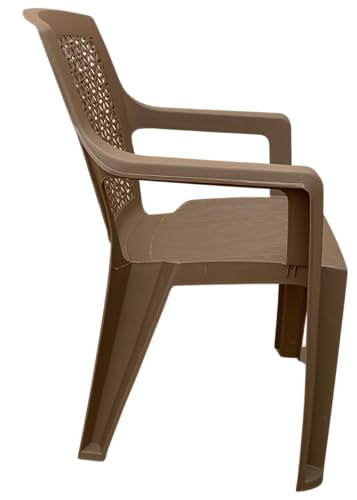 Image of SkyGlamour Cello Sonet Matt Finish Plastic Armchair | Mid Size Plastic Chair for Living Room, Home, Garden Indoor and Outdoor use |Bearing Capacity up to 120 Kg (Colour: Rattan Beige; Set of 2)