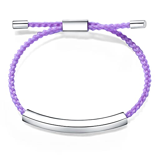 Personalized Inspirational Bracelets for Women - Rope Bracelets Stainless Steel Engraved Bracelets Jewelry Positive Cuff Bangle Encouragement Gift for Her (Purple, YOU VE GOT THIS)