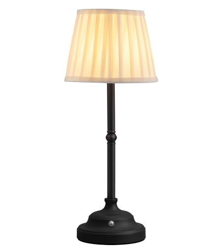 KDG Cordless LED Table Lamp, Portables Fabric Shade Desk Lamps,