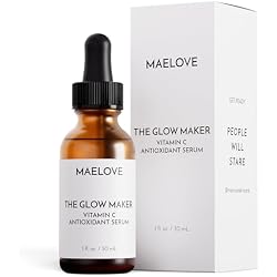 MAELOVE Glow Maker Vitamin C Serum with Vitamin E, Ferulic Acid & Hyaluronic Acid, Award-Winning Brightening and Hydrating Facial Serum, Unscented, 1.0 fl oz
