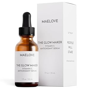 MAELOVE Glow Maker Vitamin C Serum with Vitamin E, Ferulic Acid & Hyaluronic Acid, Award-Winning Brightening and Hydrating Facial Serum, Unscented, 1.0 fl oz