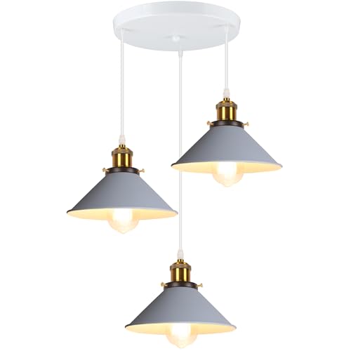 IDEGU 3 Focos Lámpara Colgante Retro 22cm