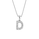 14k White Gold Letter D Diamond A to Z Initial Pendant Necklace (1/10cttw) with 18-inch chain by...