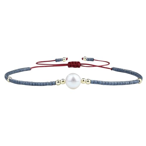 KELITCH Neue Freundschaftsarmbänder Gewebte Miyuki-Perlenarmbänder für Damen Armbänder Armreifen (Grau Blau)