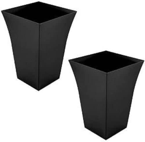 VTL® Macetas grandes de plástico brillante de Milano, color negro Cover