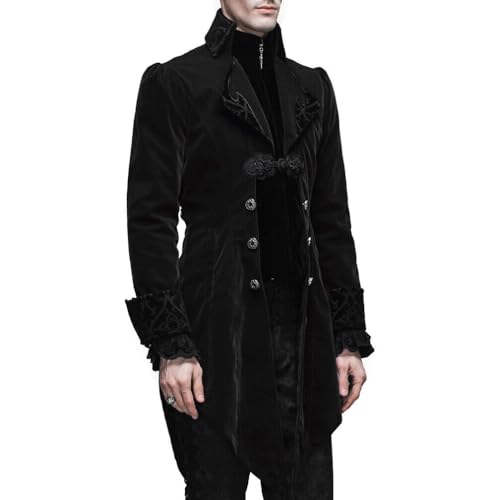 Darkrock Men Victorian Gothic Vintage Jacket Coat Black/Black Velvet Gothic Steampunk VTG Aristocrat4