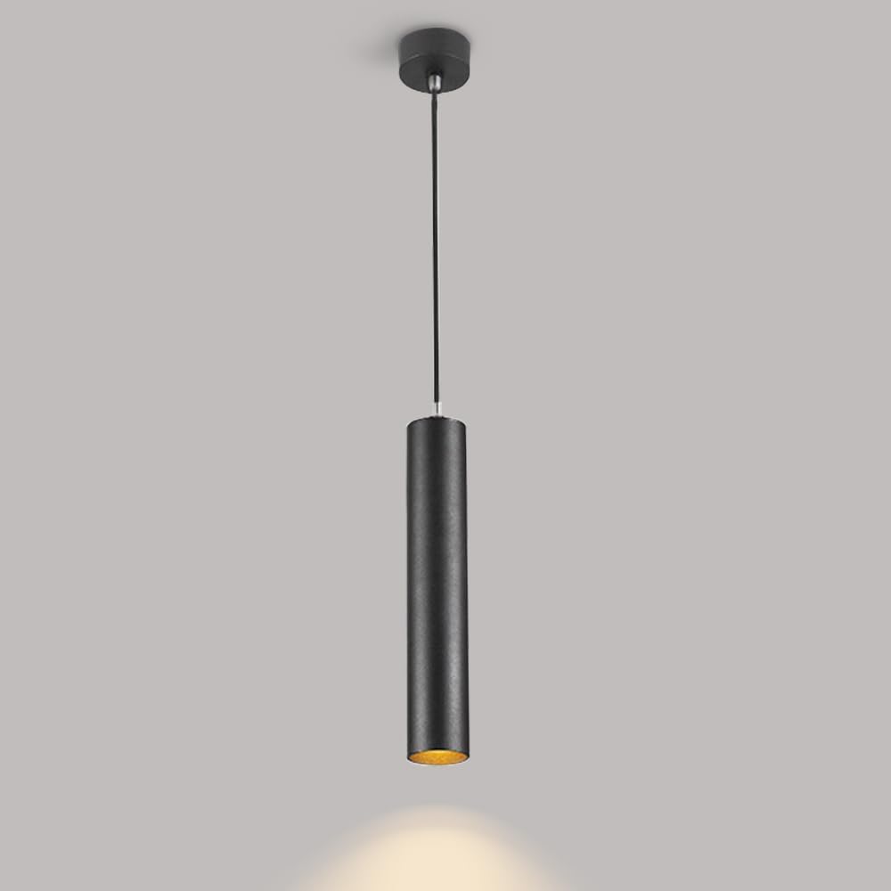 Lámpara colgante LED de tubo negro 12W con luz neutra 4000K lineal para techo de comedor moderno