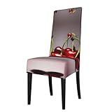WBQLSL Gemusterte chilenische Kirschen Stuhlhussen mit Rückenlehnen für Restaurants, Zeremonien, Hochzeiten und Bankette