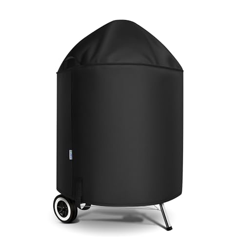 SunPatio Heavy Duty Waterproof Grill Cover Compatible for Weber Big Green Egg Char-Broil 22 Inch Charcoal Kettle Grills Outdoor FadeStop BBQ Cover Compared to Weber 7150 27.5 Dia x 38 H