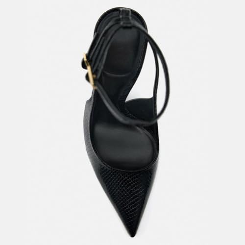 Escarpins noirs bout pointu confortables avec bride de maintien 42