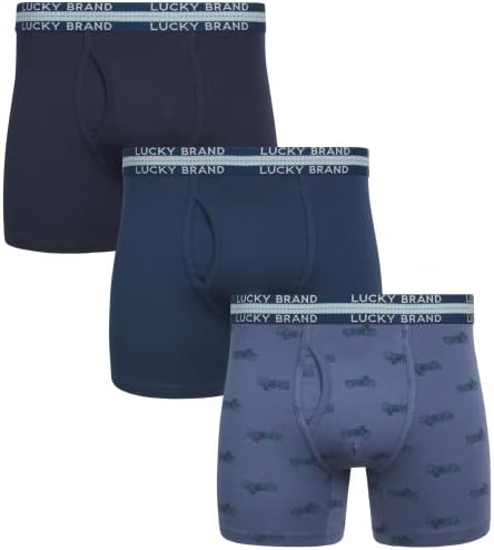Lucky Brand Men's Underwear - Casual Stretch Boxer Briefs (3 Pack), Size Large, Navy/Indigo