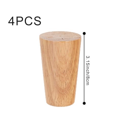 Patas de madera maciza de haya para muebles, juego de repuesto premium de 8 cm 5