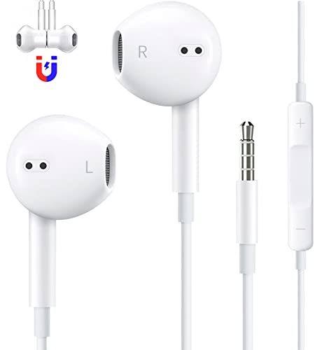 Carego Wired Earbuds, Headphones Earbuds Wired 3.5mm, in-Ear Magnetic Earphones with Mic, Compatible with iPhone iPad Android Laptop PC