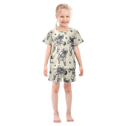 ALAZA Astronaut Space Planet Pajamas Short Sleeve 2 Piece Sleepwear Top and Bottom Pajama Set Unisex3