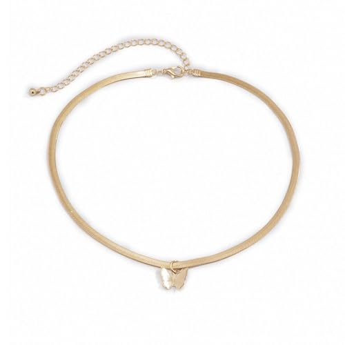 Collar de clavícula para mujer y cadena de serpiente dorada con colgante de mariposa
