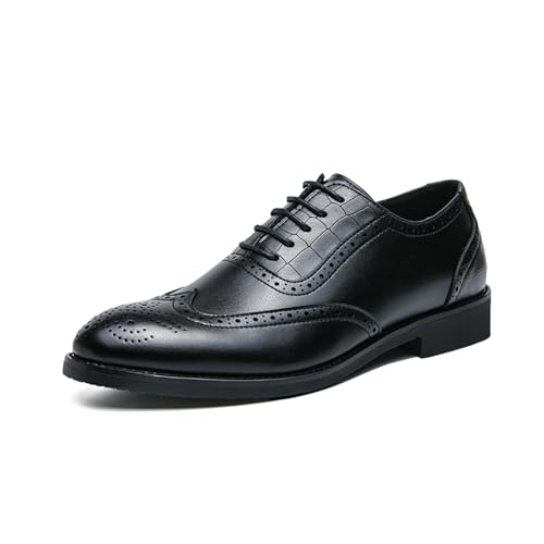 Mens Leather Lace Up Brogue Dress Oxford Shoes Classic Wingtip Low Top Party Formal Business Wedding Derby Shoes