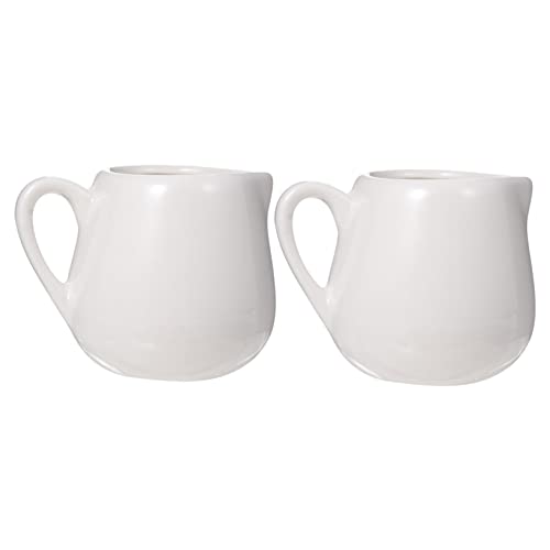SOLUSTRE Ceramic Sauce Jugs Handle Set of White Mini Milk Jugs for Sauce Cream Drip Spout Modern Kitchenware