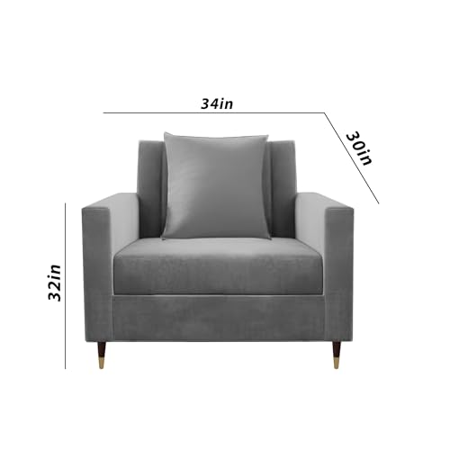 Image of Casaliving Garcia 1 Seater Sofa Set for Living Room (Dark Grey Colour) Premium Fabric Sofa
