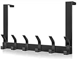 MIVITOOM Over Door Hooks - Heavy Duty 12 Hooks Black, Over The Door Hook Hanger for Clothes, Coat, Bag, Hats, Towels (18cm Length, Fits 4.5cm Doors) - for Bathrooms, Bedrooms, Closets