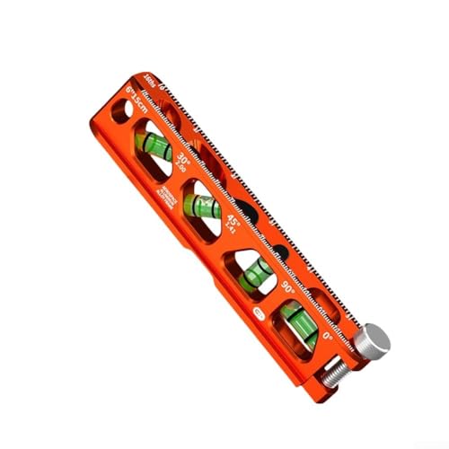Nivel de bolsillo magnético de 6 pulgadas con ranura en V, para nivel de burbuja para tuberías y metalurgia, herramienta multiángulo de aleación de aluminio con imanes fuertes para (naranja)