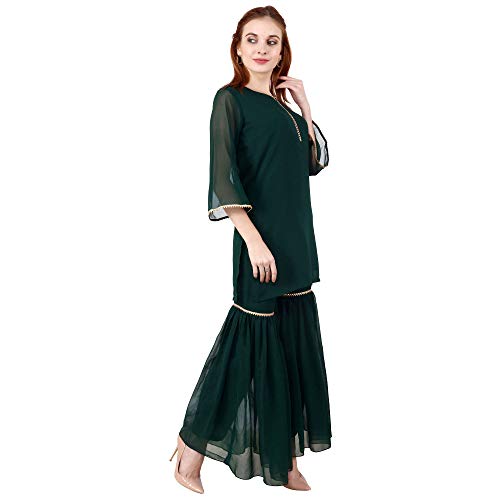 Image of POPWINGS Casual V-Neck Georgette Garara Set for Women