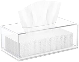 HIIMIEI Acrylic Tissue Box Cover Clear Tissue Holder Napkin Dispenser for Home Office Restaurant