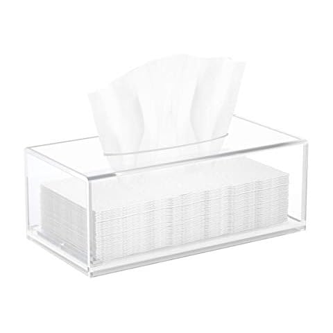 HIIMIEI Acrylic Tissue Box Cover Clear Tissue Holder Napkin Dispenser for Home Office Restaurant Cover