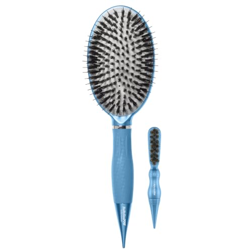 BaBylissPRO Hair Brush Set, Boar Bristle & Nylon Cushion, 2-in-1 Mini Slick Back Styling Brush, Detangler Brush, Anti-Frizz Styling Brush Set, Ionic Ceramic, All Hair Types, 95691 - image 1