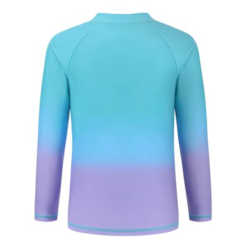 Image of Girls Swim Shirts, Long Sleeve Rash Guard Swimsuits with Full Zipper Sun Protection Bathing Suit Quick Dry Swimwear for Kids