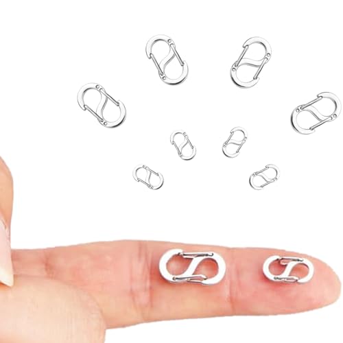 SZZETK 8 Piezas Cierres de Brazalete de Bloqueo S-Lock, Cierres de Mosquetón con Doble Apertura, Cierre de Doble Cadena, Hebilla de Bloqueo de Brazalete de Acero Inoxidable. 2 Tamaños 12 mm/16.5 mm