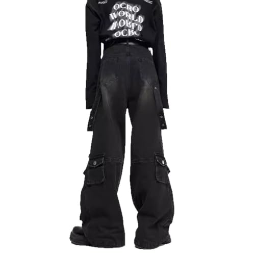 Men’s Baggy Cargo Pants Grunge Clothes Wide Leg Jeans Y2k Hip Hop High Waisted Pants Casual Streetwear