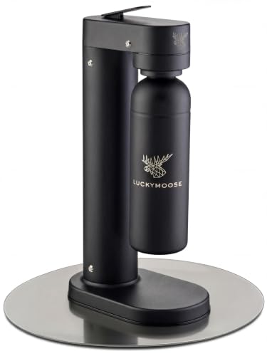 Luckymoose Infinity-S Wassersprudler aus hochwertigem Edelstahl (Black/Black) inkl. 2x 1 25L Edelstahlflaschen extra hygienische herausnehmbare Düse Langlebige CO Sprudelwasser Maschine