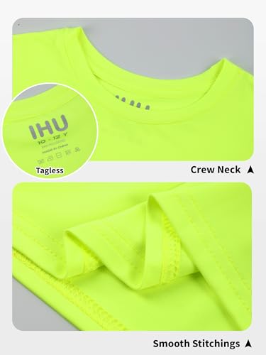 Image of Boys Neon Shirts Dry Fit Athletic T Shirts UPF 50+ Performance Cooling Shirt Short Sleeve Rash Guard Kids Top for Boys Girls