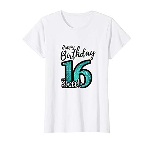 Womens Sweet 16 Gift I Turquoise and Black Party Decoration Design T-Shirt