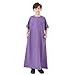 Arabic Thobe Muslim Thobe Short Sleeve Kaftan Crew Collar Robe with Zipper Boys Robe Islamic Muslim Clothes Purple