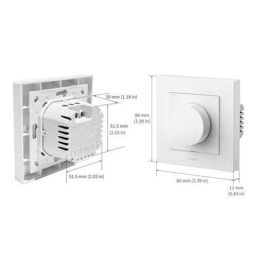 Aqara Dimmschalter H2 EU - Thread/Zigbee Protokoll, 2-in-1 Neutral, 1 Fach 1 Weg, 200 W, für Dimmbare LED/CFL/Glühlampen/Halogen/ELV-Lampen, Unterstützt Apple Home, Alexa, Google Home, Matter (Weiß)
