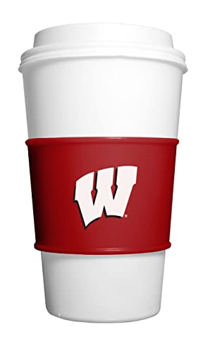 Fanpans Unisex Silicone Cup Sleeve - NCAA Wisconsin Badgers Team Logo, Dishwasher Safe