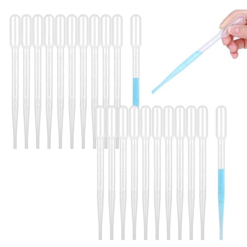 Image of ovsor 50PCS Plastic Disposable Transfer Pipettes, 3ml Calibrated Pipette Dropper for Essential Oils, Science Laboratory, DIY Art, Make up Tool