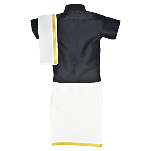 Image of AMIRTHA FASHION Boys Traditional Dhoti & Shirts SET WITH ACCESSORIES (Black)