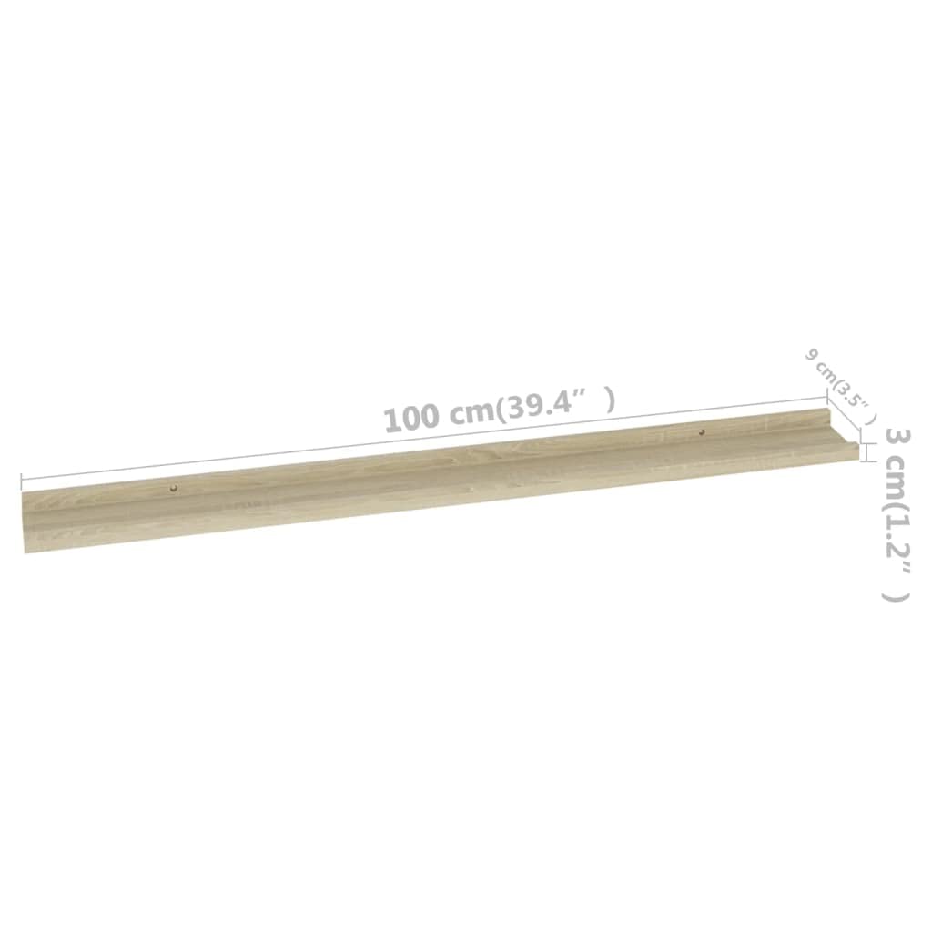 vidaXL 2X Etagères Murales Etagères Suspendues Etagères Flottantes Salon Salle de Séjour Chambre à Coucher Maison Intérieur Chêne Sonoma 100x9x3 cm